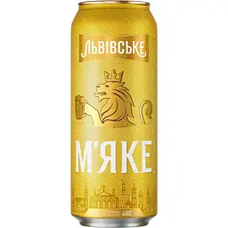 Пиво Львівське М'яке, світле, 4,2%, з/б, 0,48 л
