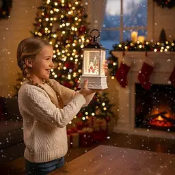 Новорічний світильник-нічник XMAS WDL-24004 Snow Water Lantern, різдвяний ліхтар з ефектом снігу - мініатюра 3