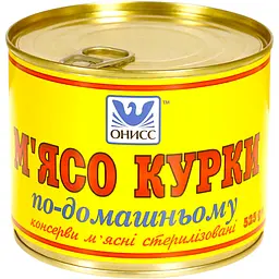 Консервоване м'ясо курки Онисс М'ясо По-домашньому 525 г (460907) - мініатюра 2