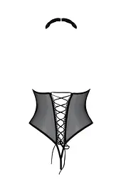 Боді з відкритими грудьми Passion DOMINICA Body XXL/XXXL black комір-чокер корсет - мініатюра 4