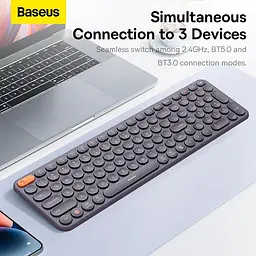 Клавіатура Baseus K01B Wireless Tri-Mode Keyboard - 3 режимна 2.4 + BT1 + BT2 сіра - мініатюра 8