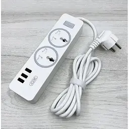 Мережевий фільтр XO WL04 подовжувач 2 розетки 3 USB 1.8 м білий - мініатюра 6