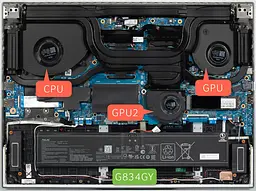 Вентилятор Asus кулер 12V для моделей ноутбука ROG Strix G16 G614JI, G614JV, G614JZ, G614JU, G614JJ, G634GY, G814JZ, G814JV, G834JY (GPU Fan) 13NR0D90P08011 Оригінал, 12V, 4pin - мініатюра 4
