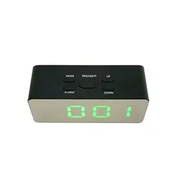 Годинник настільний електронний LED Mirror Clock DS-3658L дзеркальний годинник із термометром і будильником - мініатюра 2