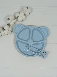 Набір непромокаючих слинявчиків з тарілочкою a.l.babybox Блакитний - мініатюра 2