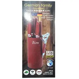 Набір кухонних ножів German Family GF-S22 професійний 5 ножів, овочечистка, підставка червоний (GF-S22_512) - мініатюра 4