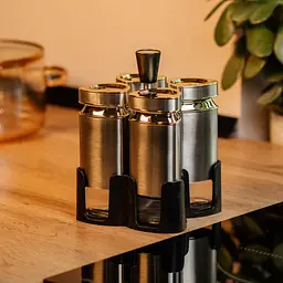 Набір ємностей для спецій на підставці 4 баночки по 120 мл, хром TS Kitchen HP1324 - мініатюра 15