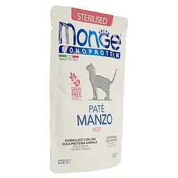 Вологий корм Monge Cat Monoprotein Sterilised яловичина, 85 г (70013741) - мініатюра 2