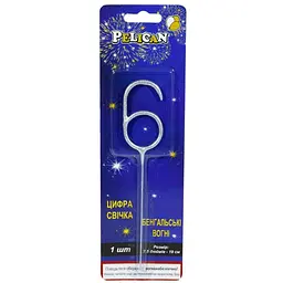 Бенгальська свічка-цифра "6" Pelican 860026 Срібло (2000990576828)