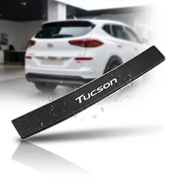 Накладка на задній бампер Hyundai Tucson III Fl 2018-2021 Нержавіюча сталь в карбоновій плівці із загином (ZK-HY33)