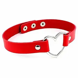 Чокер із серцем у стилі BDSM шкіряний One size K0595-2