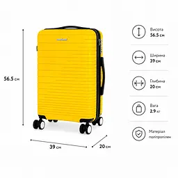 Валіза Snowball 33703 мала 36л жовта (33703-S-Yellow) - мініатюра 2