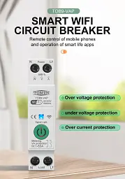 Розумний автоматичний вимикач Tuya Wi-Fi із захистом TOMZN TOB9-VAP 1P+N 110/220V 1–63A Цифрове реле з лічильником (19645) - мініатюра 5