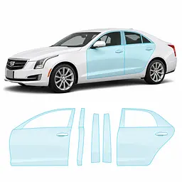 Антигравійна захисна бронеплівка за лекалами для Cadillac ATS I 2013-2019 - зони дверей і стійки вікон