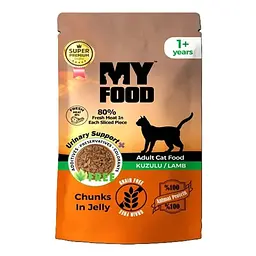 Вологий корм Hermos My Food Для котів шматочки в желе з ягням 85 г