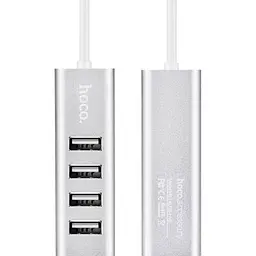 Концентратор Hoco USB 2.0 to 4xUSB Line machine HB1 Silver (6957531038146) - мініатюра 4
