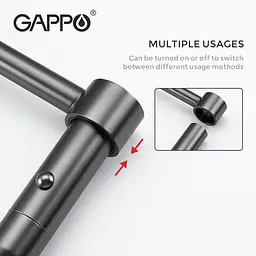Змішувач для кухні Gappo G4398-51 з гнучким виливом, 2 режими, чорний, Чорний матовий - мініатюра 5