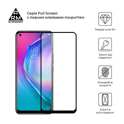 Захисне скло для TECNO Camon 16/16 SE, Full Glue, 2.5D, на весь екран, глянцеве, загартоване 9H, повне проклеювання по всій поверхні, з чорною рамкою, протиударне, ArmorStandart (ARM58471) - мініатюра 2