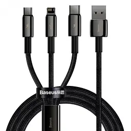 Кабель Baseus Tungsten Золотистий One - for - three Fast Charging Data Cable USB to M + L + C 3.5A 1.5m Bl