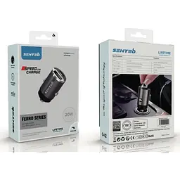 АЗП Senteo Q-01 Ferro Series USB-A/USB-C PD3.0&QC3.0 3A 20W Grey - мініатюра 2