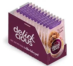 Вологий корм для собак Delickcious з індичкою та сиром у крем-супі 85 г x 12 D6211401