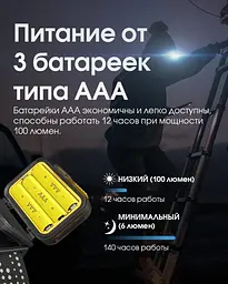 Налобний ліхтар Nitecore HA13 з білим та червоним світлом 350лм 3xAAA USB-C (7 режимів) - мініатюра 9