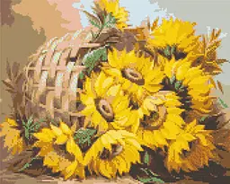 Алмазная мозаика/вышивка Подсолнухи в корзине. Цветы 40*50 см Оригами OD 3027