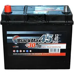 Акумулятор BlackMax 6СТ-45Ah 350A Asia (+/-) ТК B4022, 238х129х227 мм