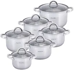 Набір посуду Mystery 6 каструль з кришками Kamille Ø16х10,5 см; Ø18х11,5 см; Ø20х12,5см; Ø24х14,5 см kuh0011199