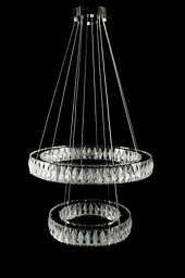 Підвісна світлодіодна люстра Splendid Ray L8015/400+600/2 LED (CH+clear) для вітальні, спальні та зали, 2 кільця, хром, 40-60 см - мініатюра 4