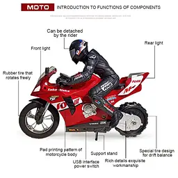 Мотоцикл на радіокеруванні Motorcycle Stunt Drift six-axis Gyroscope Red - мініатюра 2