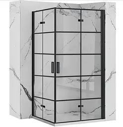 Душова кабіна Rea Molier 2 80x100 black REA-K8537 + REA-K6963, Чорний матовий, Універсальна, прозрачний, Чорний матовий