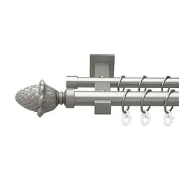 Карниз Orvit Цинара металевий дворядний техно гладка труба кільце металеве Сатин 25\19 мм 160 см (00-00026445)