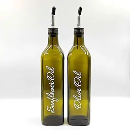 Набір скляних пляшок для олії та оцту з дерев'яною підставкою 2 шт. 750 мл (англ.) - мініатюра 4