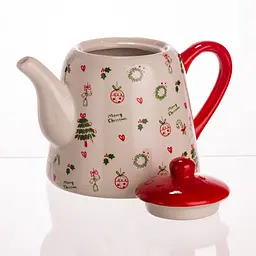 Порцеляновий чайник для заварювання Yiwu Merry Christmas 1 літр horeca CR-1-15 - мініатюра 3