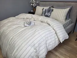 Комплект постільної білизни Washed Cotton з вареної бавовни полоска Lines - двоспальний