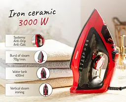 Праска Mesko MS 5031 red 3000Вт/ 400 мл/ кераміка/ ''Крапля-стоп''/автовимкнення/ червона - мініатюра 7