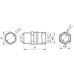 Муфта із зовнішньою різьбою прес APE AP 101 3/4″х26 000002182 - мініатюра 3