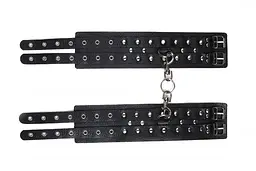 Кайдани на щиколотки Leather Double Fix Leg Cuffs Black - мініатюра 3