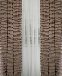 Комплект штор хвиля двосторонній льон бежевий блекаут 100х260