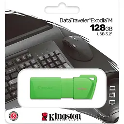 USB флеш накопичувач Kingston 128GB DataTraveler Exodia M Green USB 3.2 (KC-U2L128-7LG) - мініатюра 4