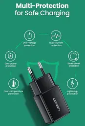Зарядний пристрій Ugreen ED011 USB Wall Charger 2.1A чорний - мініатюра 4