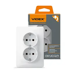 Розетка Videx BINERA 2ая із заземленням (VF-BNSK2G-W) - мініатюра 4