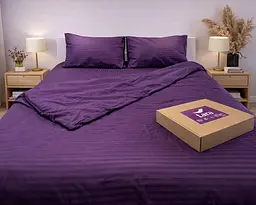 Постільна білизна LARA сатин-страйп LUX dark violet d13210р полуторний