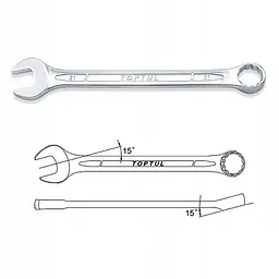 Набір ключів дюймових комбінованих TOPTUL 16 шт. (1/4"-1-1/4") GBAA1604 - мініатюра 2