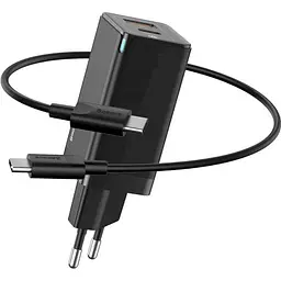 Зарядний пристрій Baseus GaN Mini Quick Charger 45 W with Cable Type-C to Type-C чорний (CCGAN-Q01)