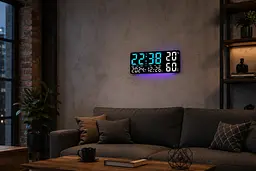 Годинник настінний GH9002 / Цифровий настінний, настільний LED-годинник / Годинник + календар, температура, вологість - мініатюра 3