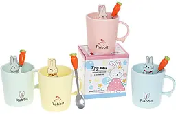 Кружка фарфорова "Rabbit" з кришкою та ложкою Bona Ø9 см kuh0009763 - мініатюра 4