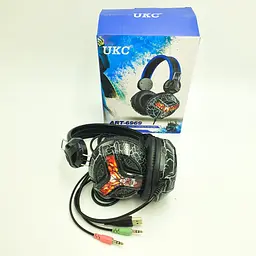 Ігрові дротові навушники з мікрофоном гарнітура UKC 6969 чорний - мініатюра 12