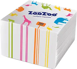 Бумажные салфетки ZooZoo, однослойные, белый, 100 шт.